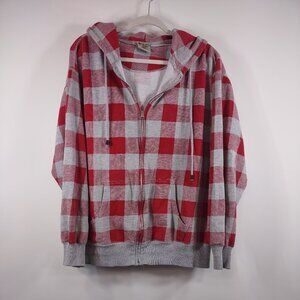 Galaxy by Harvic Checkered Zip Up Hoodie, Size Large